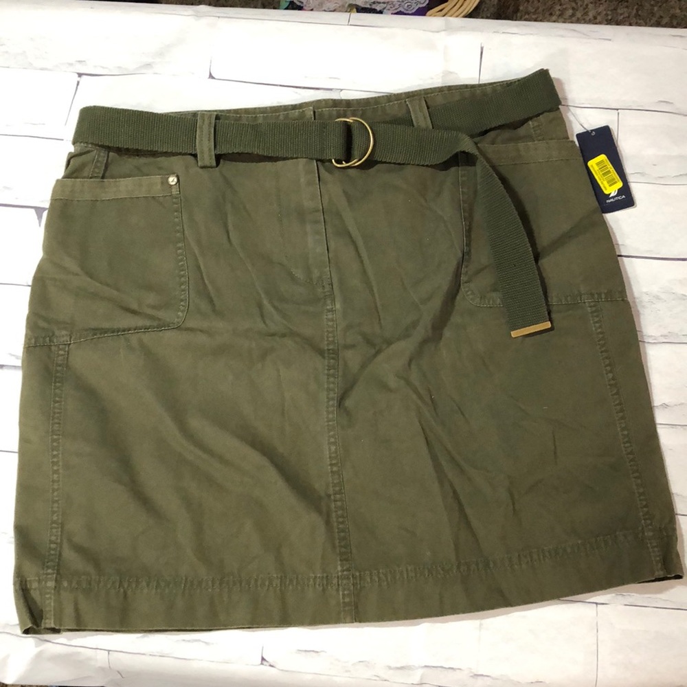 NWT Nautica Olive Green Skirt 12